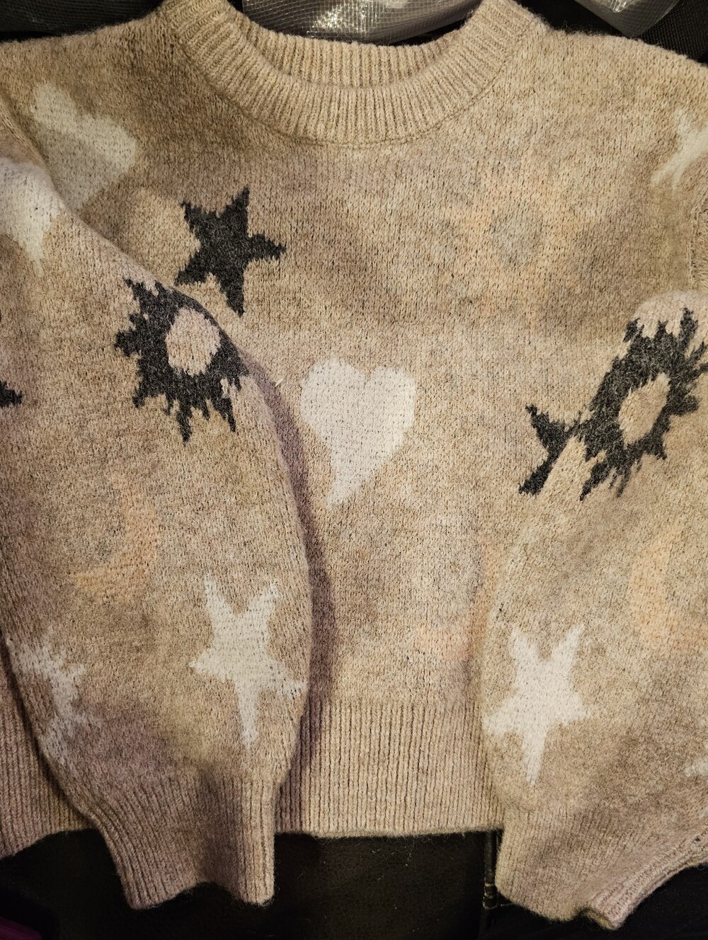 Freshman Girls Size 7 Sweater With Stars, Moon, Hearts Etc.